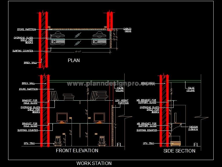 6'x2' Workstation Free CAD Design